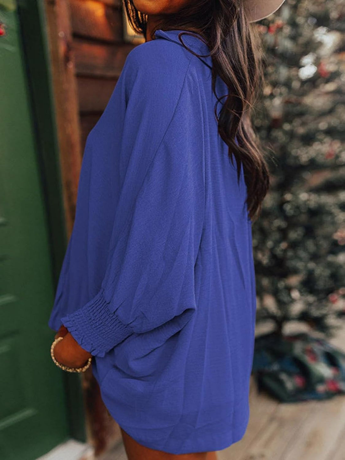 Johnny Collar Three-Quarter Sleeve Blouse 