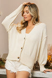 BiBi V-Neck Button Up Dropped Shoulder Cardigan 