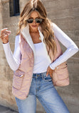 Fuzzy Zip Up Vest Coat with Pockets 