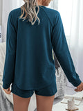 Round Neck Raglan Sleeve Top and Shorts Lounge Set Lingerie & Nightwear