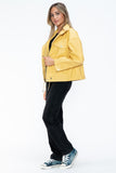 How Dare U Drawstring Hem PU Leather Zip Up Jacket 