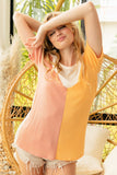 BiBi Round Neck Color Block Short Sleeve T-Shirt 