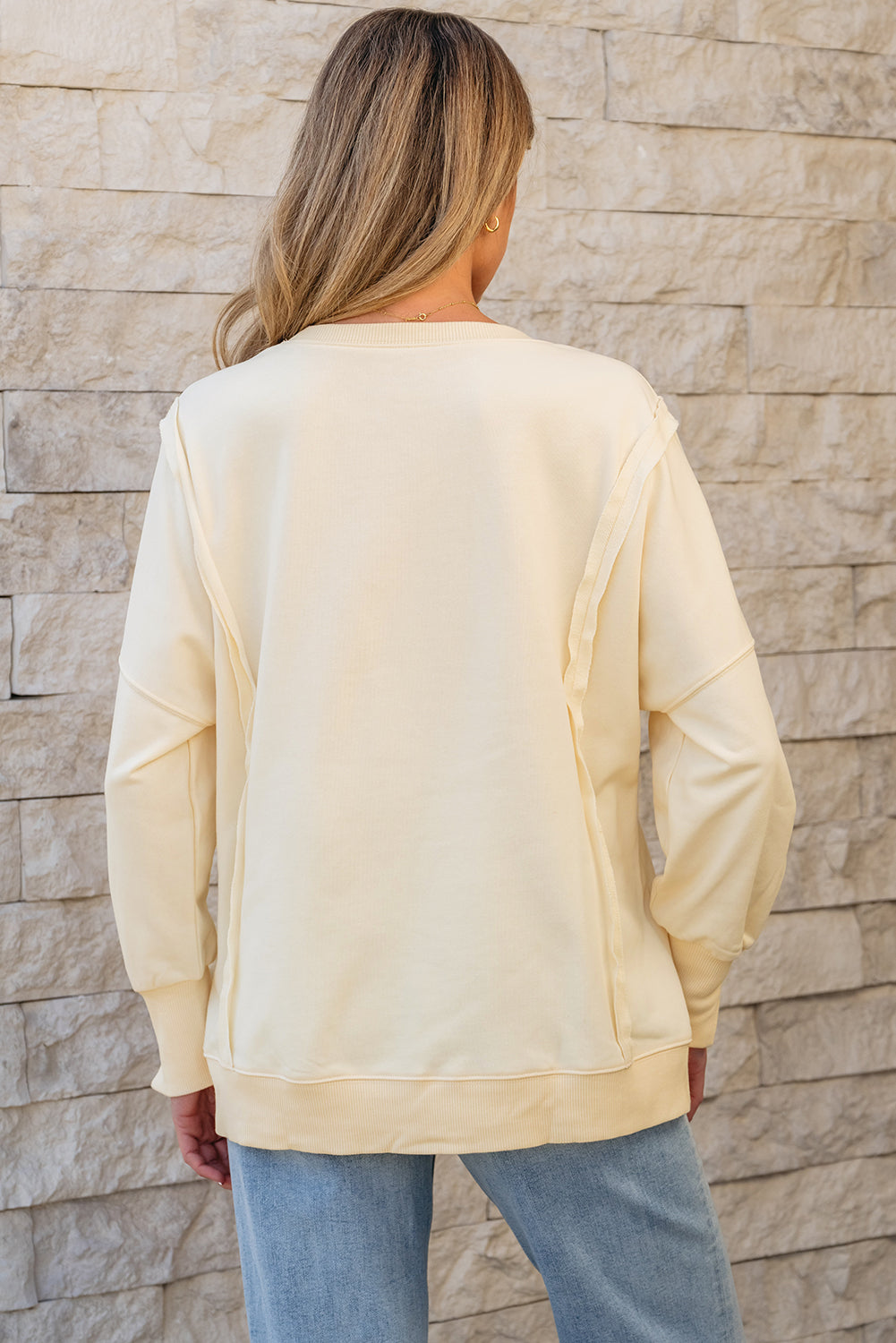 Apricot LOVE PATCH Graphic Oversized Sweatshirt Tops/Sweatshirts & Hoodies