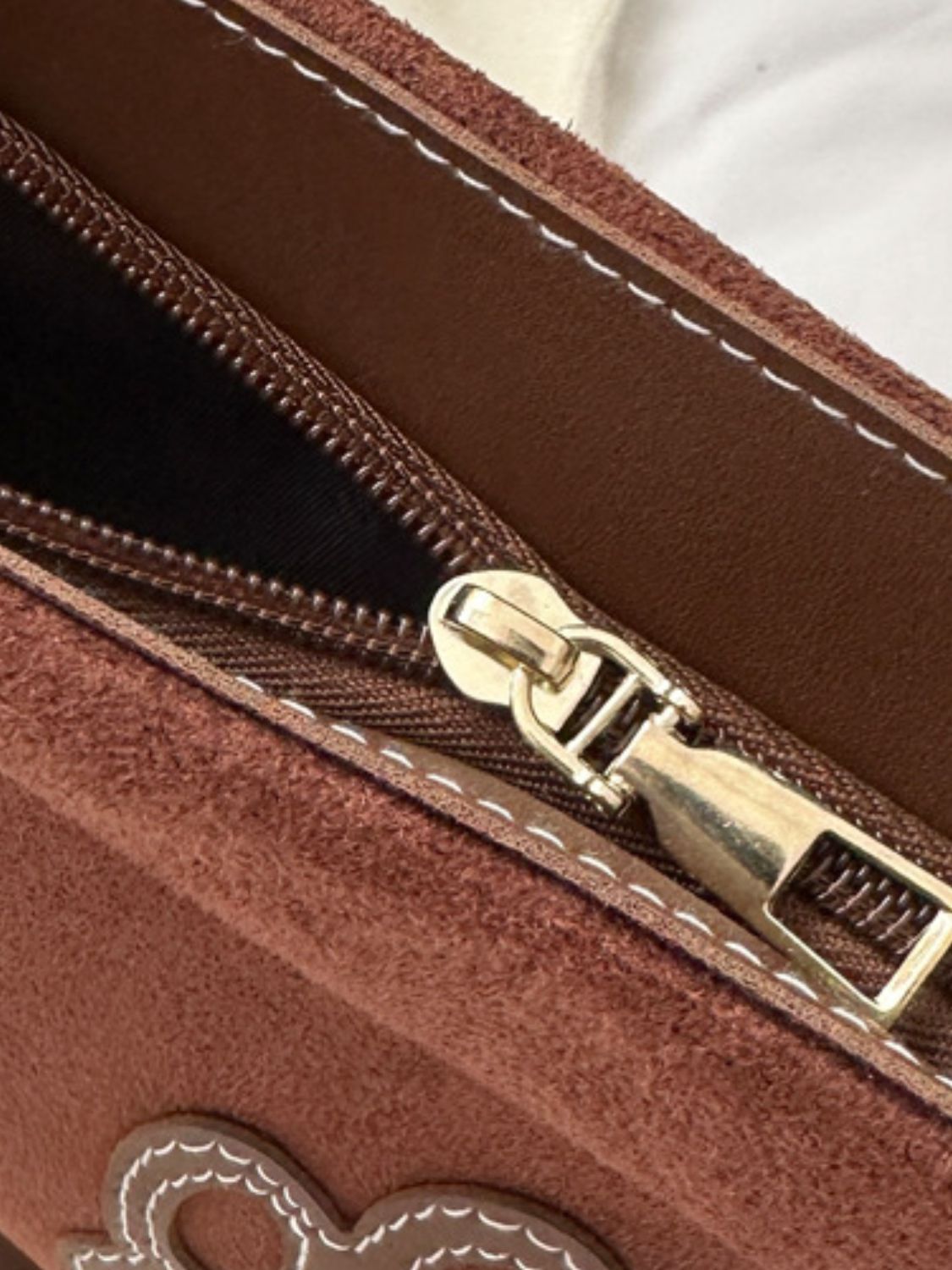 Suede Patch Adjustable Strap Tote Bag 