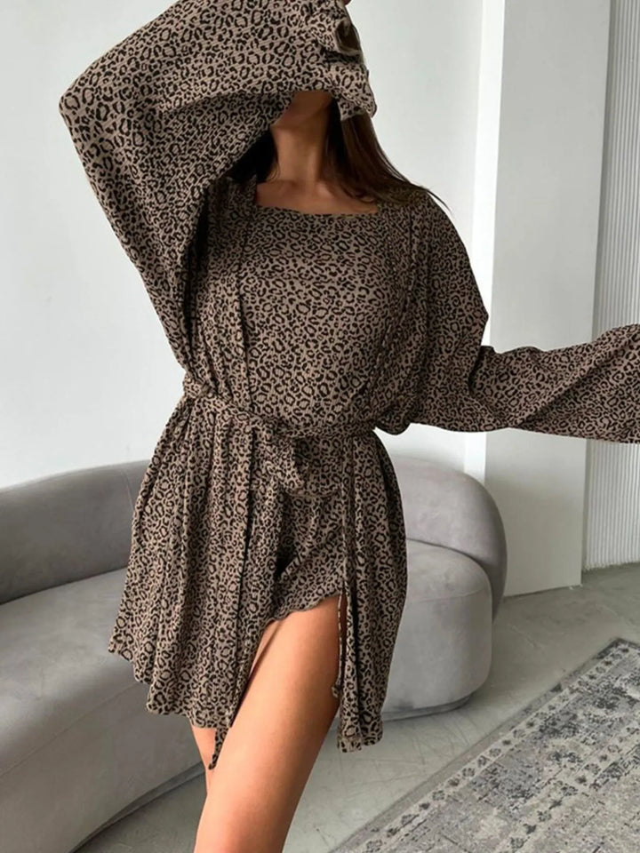 Leopard Cami Cardigan and Shorts 3-Piece Set Lingerie & Nightwear
