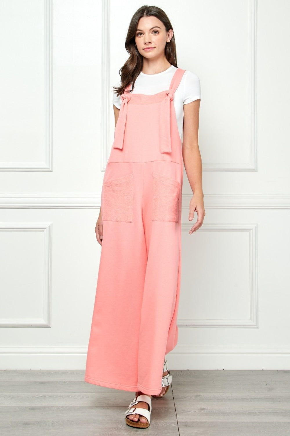 Veveret Wide Strap French Terry Overalls 