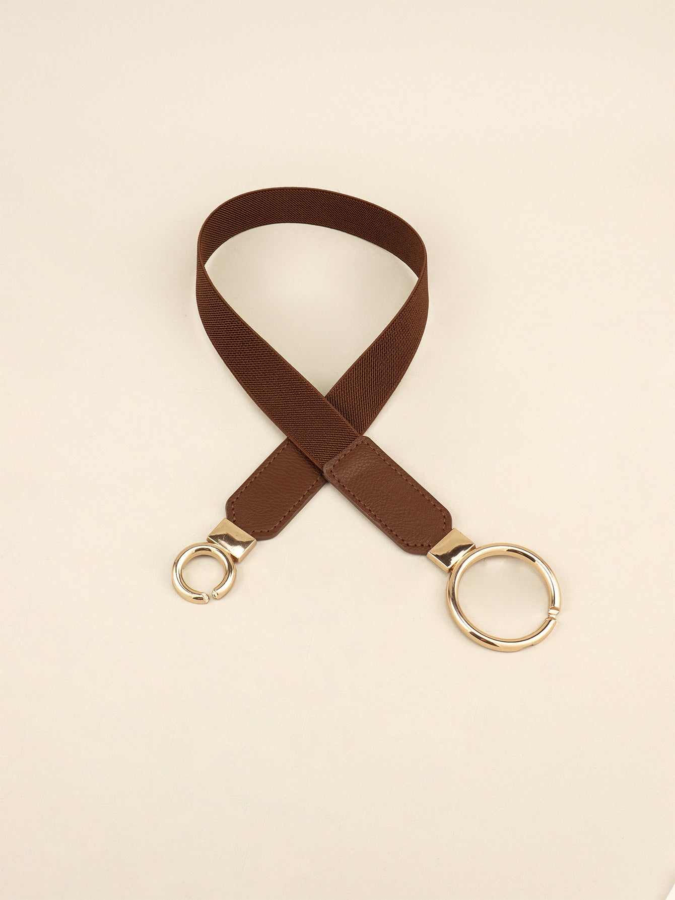 Double Ring Buckle Elastic PU Belt 