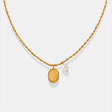 Titanium Steel Freshwater Pearl Pendant Necklace 