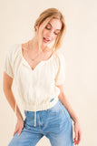 And The Why Back Waist Tie Cropped Blouse 