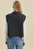 Double Take Full Size Pocketed Texture Snap Down Vest Coat 