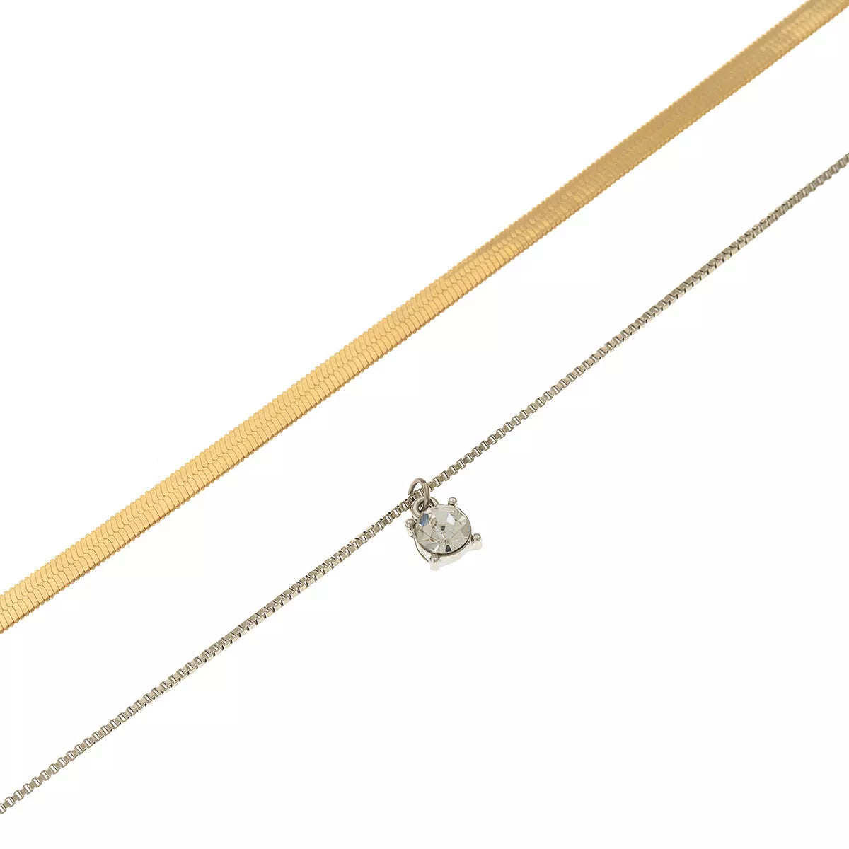 2 Piece Minimalist Design Chain Pendant Necklace 