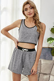 Shiny Heathered Contrast Trim Lounge Set Lingerie & Nightwear