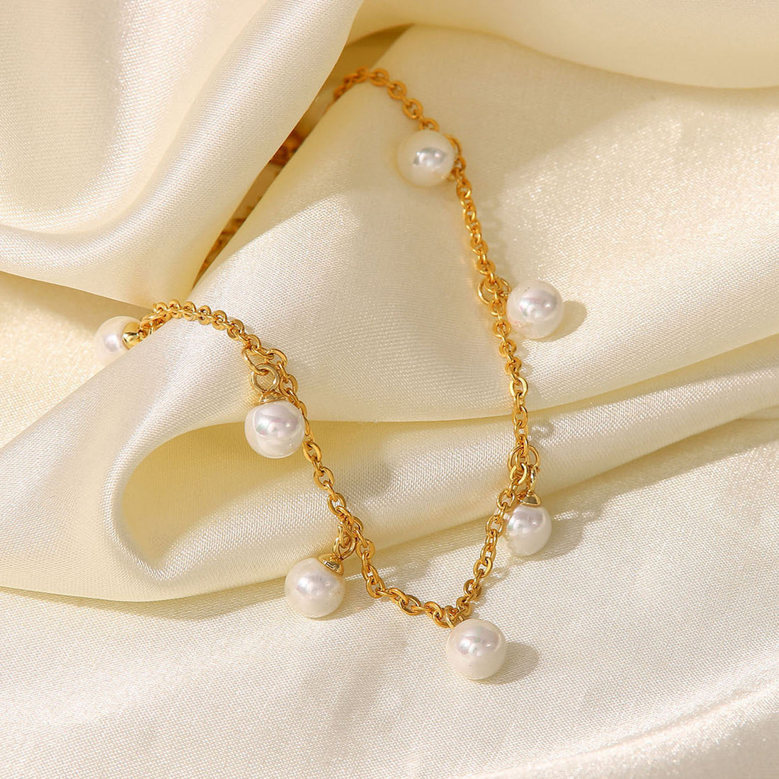 Pearl 18K Gold-Plated Charm Anklet 