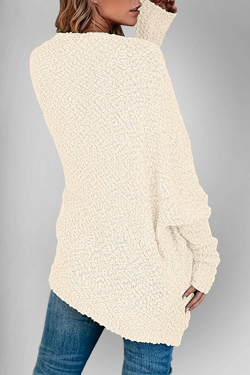 Double Take Pocketed Open Front Long Sleeve Cardigan 