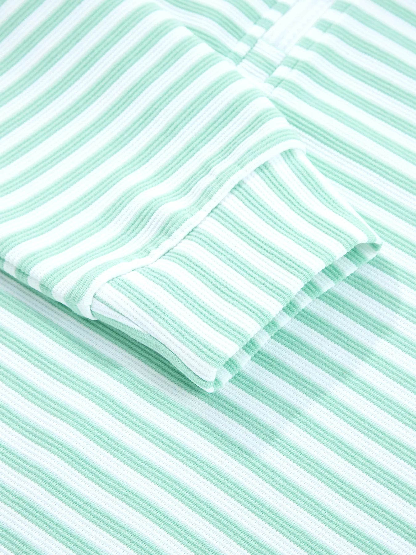 Stripe Quarter Zip Collar Long Sleeve Top 