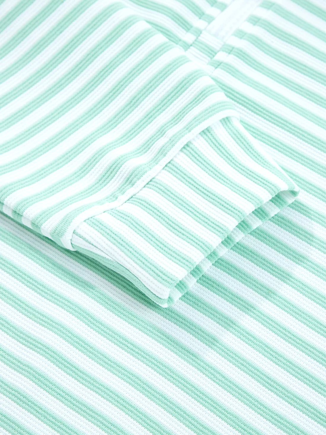 Stripe Quarter Zip Collar Long Sleeve Top 