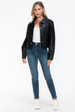 Snobbish Snap Down Long Sleeve PU Leather Jacket 