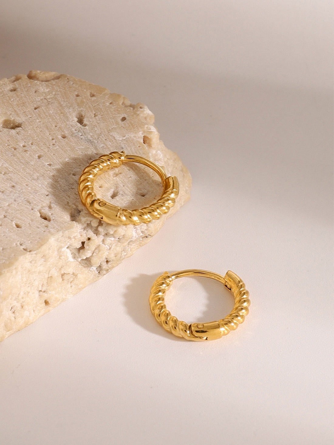 18K Gold-Plated Stainless Steel Huggie Earrings 