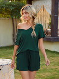 V-Neck Short Sleeve Top and Pocketed Shorts Lounge Set Lingerie & Nightwear