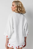 Basic Bae Heart Collared Neck Button Down Top and Shorts Set 