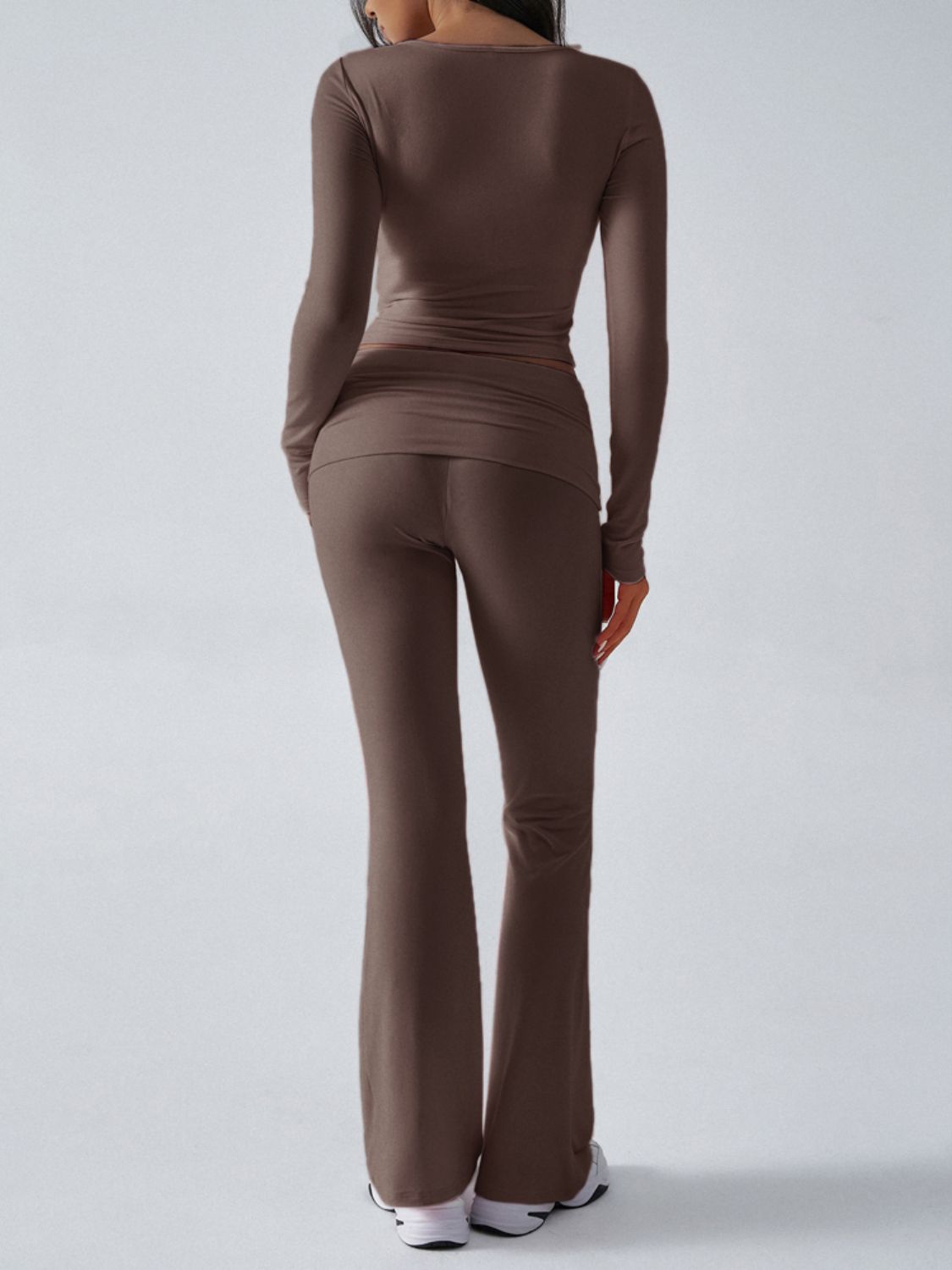 Devine Ruched Long Sleeve Top and Pants Set 