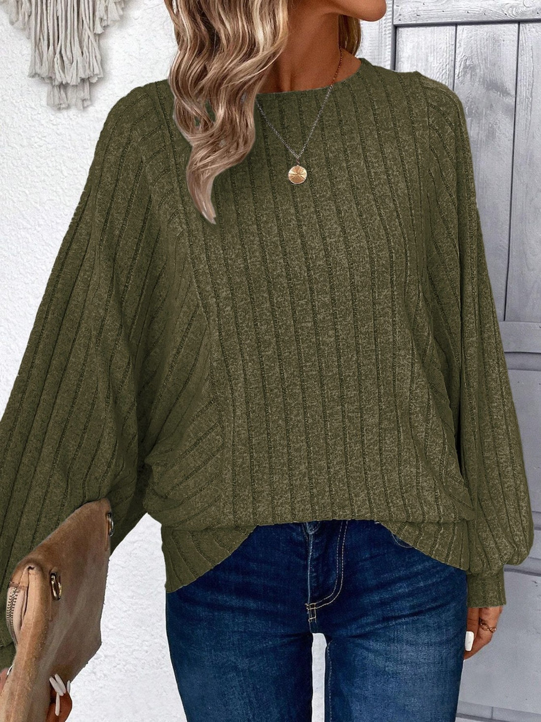 Plus Size Round Neck Batwing Sleeve T-Shirt 