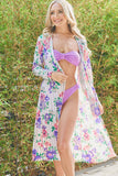 And The Why Floral Kimono Open Front Longline Cardigan 