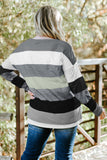 Plus Size Striped Slit Long Sleeve T-Shirt 