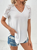 Ivy Lane Lace Detail V-Neck Short Sleeve T-Shirt 