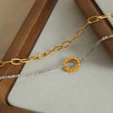 Beaded Double-Layered Titanium Steel Necklace 