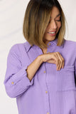 Zenana Texture Button Up Raw Hem Long Sleeve Shirt 