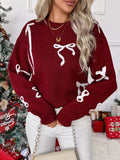 Bow Round Neck Long Sleeve Sweater 