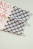 Heart Plaid Round Neck Long Sleeve Blouse 