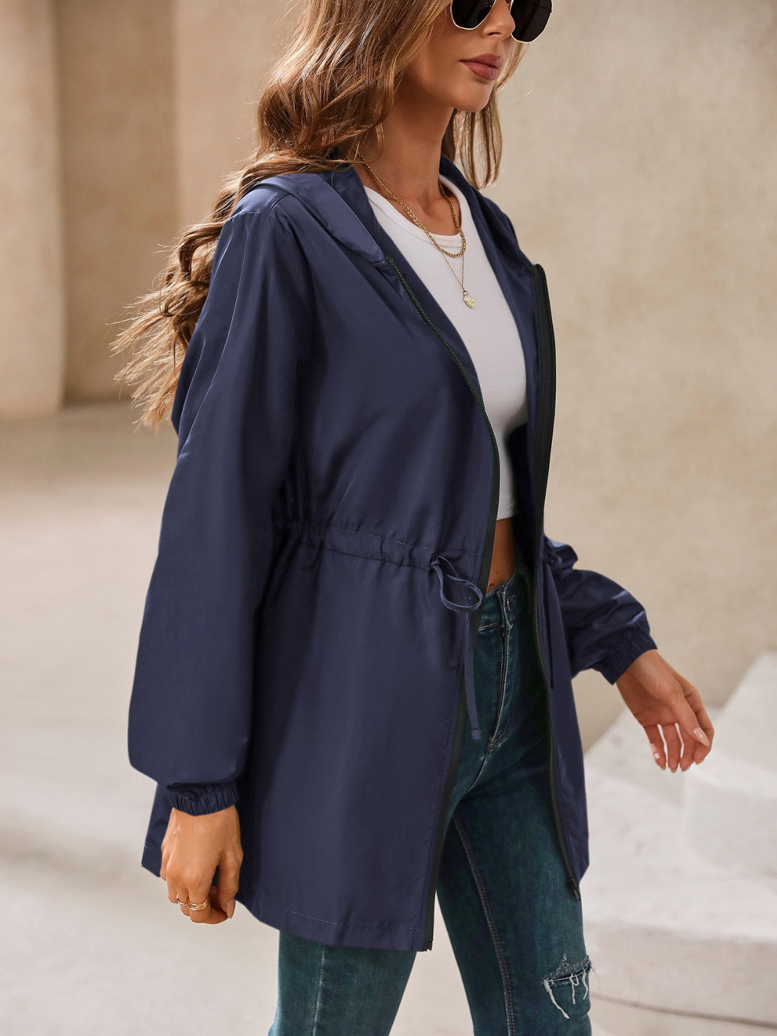 Ivy Lane Outdoor Waterproof Long Sleeve Hooded Windbreaker 