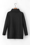 Side Slit High-Low Cowl Neck Long Sleeve Blouse 