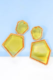 Geometrical Shape Zinc Alloy Frame Resin Dangle Earrings 