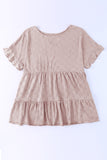 Plus Size Eyelet Round Neck Short Sleeve Blouse 