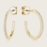 Inlaid Moissanite 925 Sterling Silver C-Hoop Earrings 