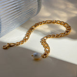 Stainless Steel Chain Pearl Anklet Bracelet 