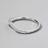 V Shape Inlaid Zircon 925 Sterling Silver Ring 