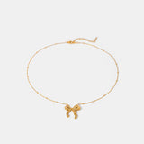 Stainless Steel Bow Pendant Necklace 