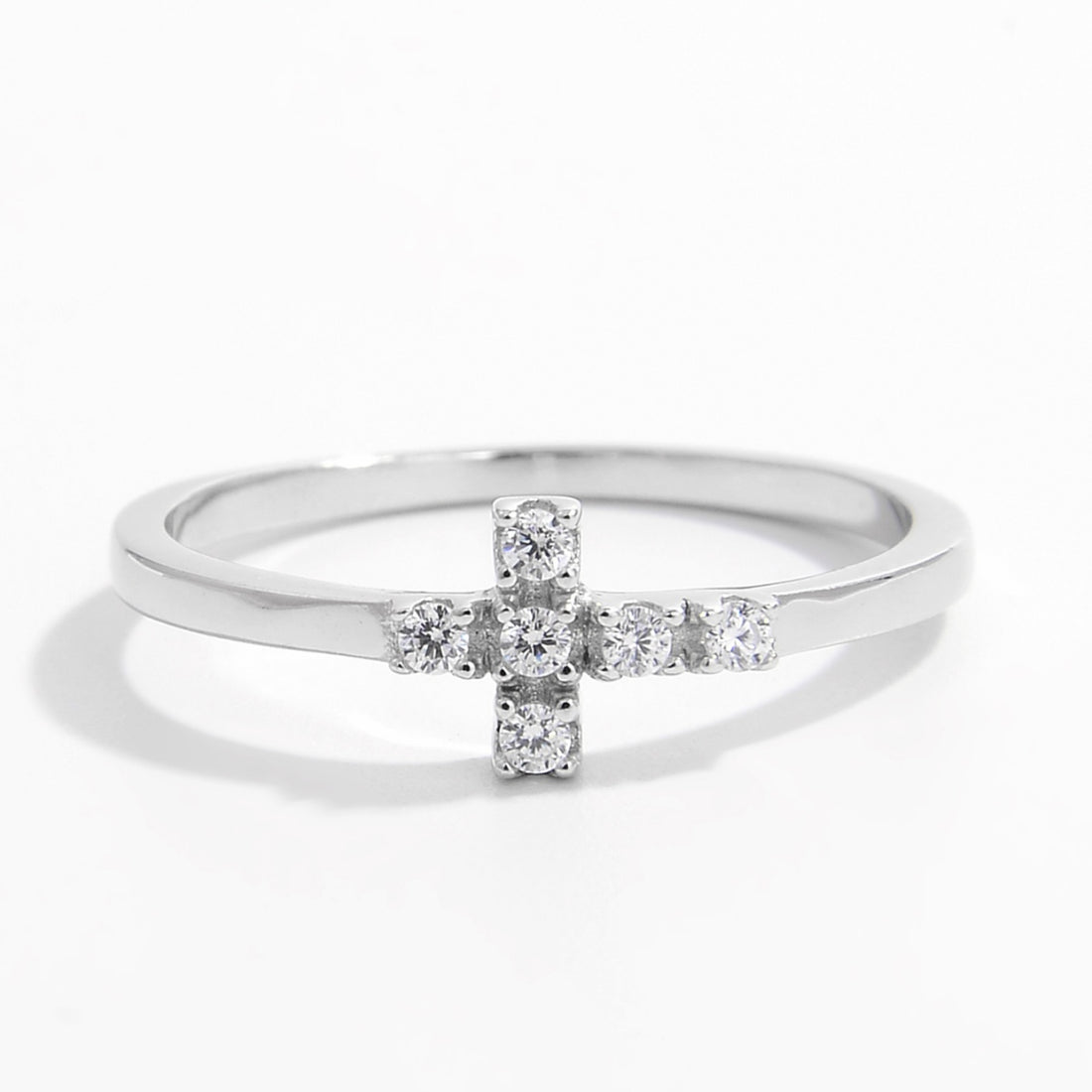 925 Sterling Silver Zircon Cross Ring 