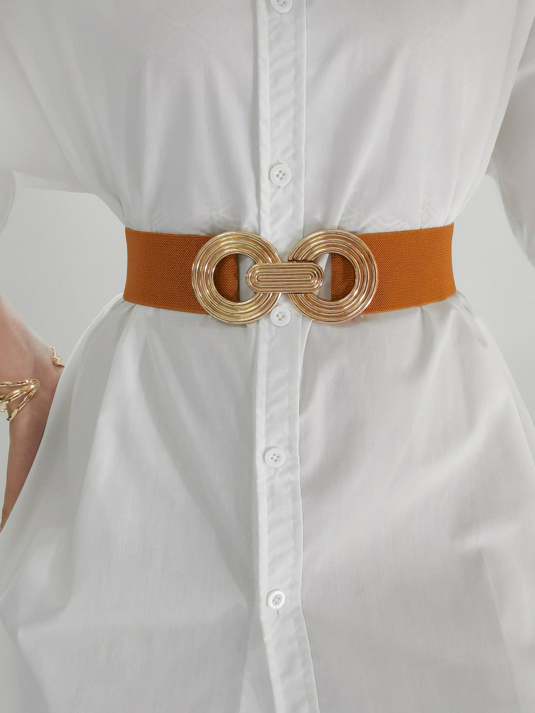 Geometric Buckle Elastic Wide Belt 