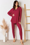 Basic Bae Full Size Notched Long Sleeve Top and Pants Set 