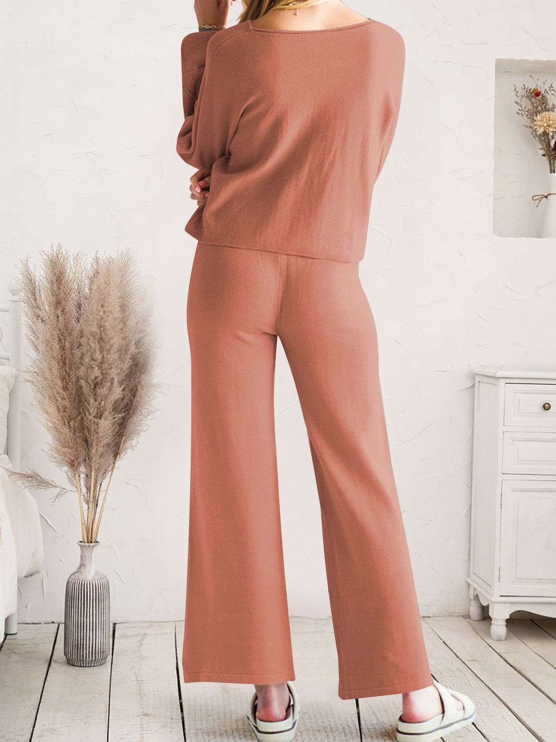 Long Sleeve Lounge Top and Drawstring Pants Set Lingerie & Nightwear