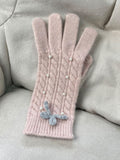 Thermal Pearl Detail Bow Five-Finger Gloves 