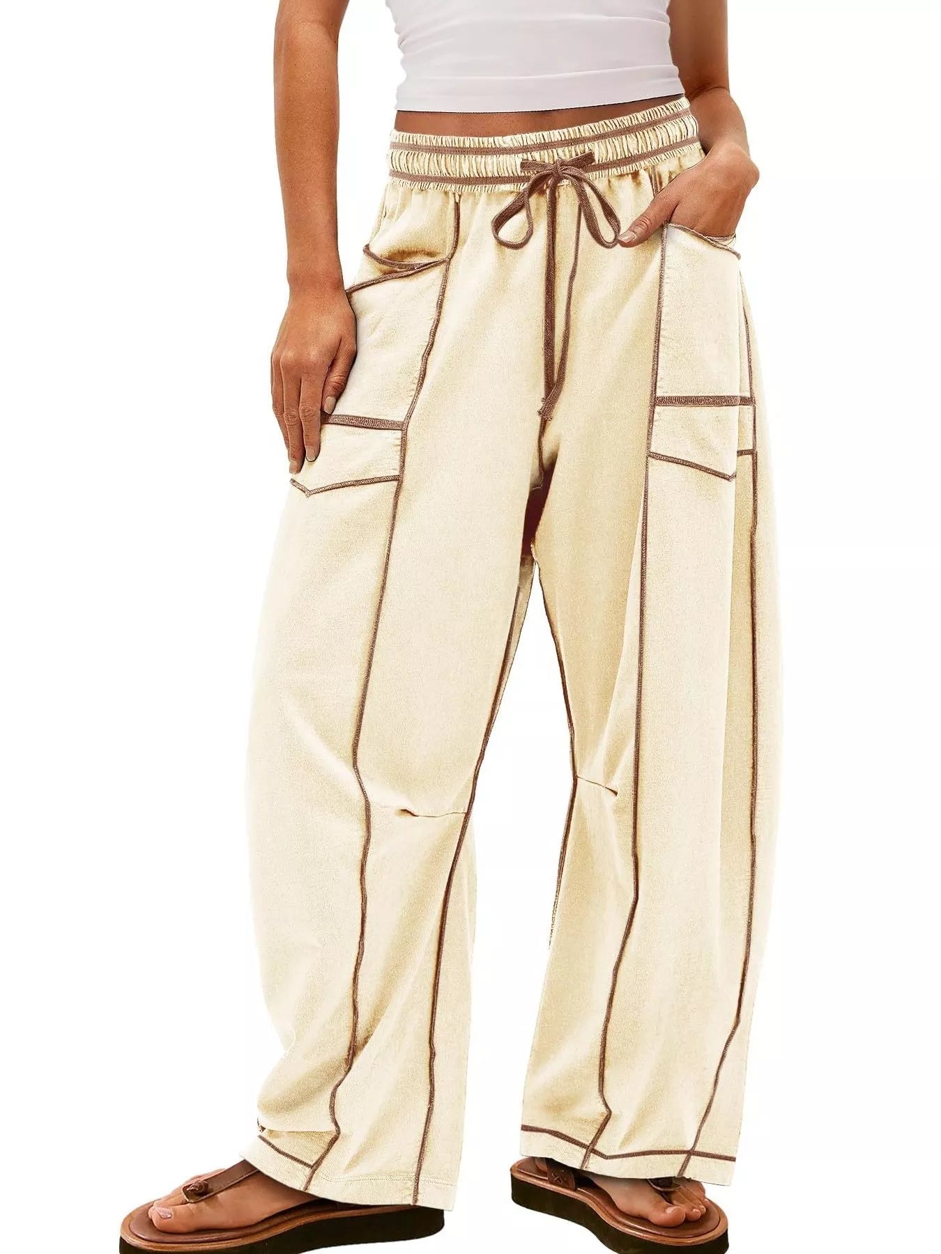 Drawstring Wide Leg Pants 