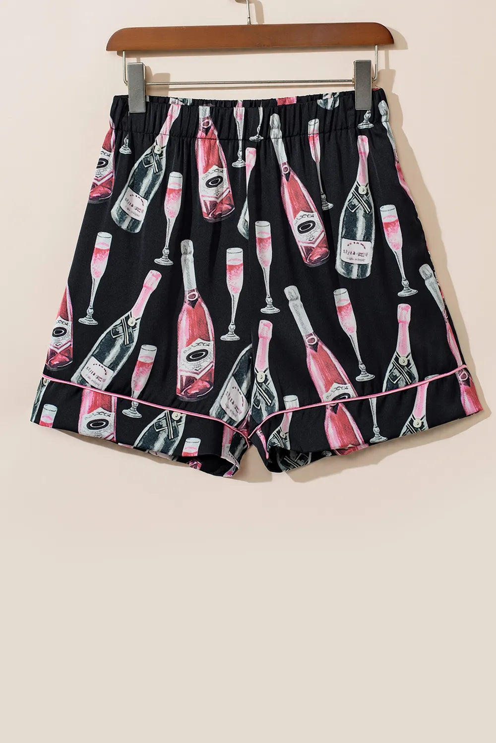 Champagne Print Short Sleeve Top and Shorts Set Lingerie & Nightwear