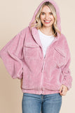 Culture Code Faux Fur Zip Up Hooded Jacket with Side Pockets 