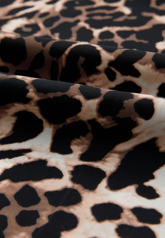 Contrast Trim Leopard Round Neck Top and Pants Lounge Set Lingerie & Nightwear